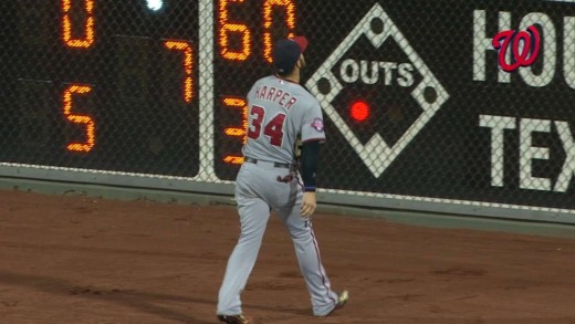 Bryce Harper exchanges a autographed ball for his 40th home run ball