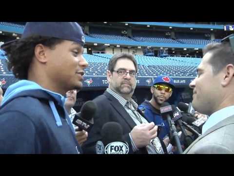 Chris Archer sneaks into a scrum to interview David Price