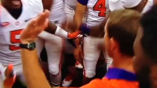 Clemson head coach Dabo Swinney breaks out the dance moves after win