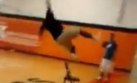 Damn: Guy tries to dunk off of chair & fails miserably