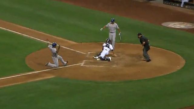 Elvis Andrus steals home & does it in 3.19 seconds