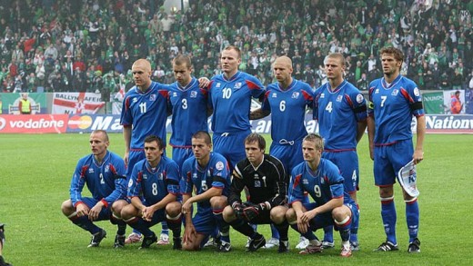 The Icelandic National Team celebrating first Euro Qualification