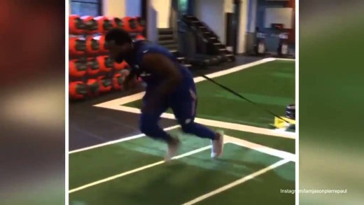 Jason Pierre Paul training after hand injury