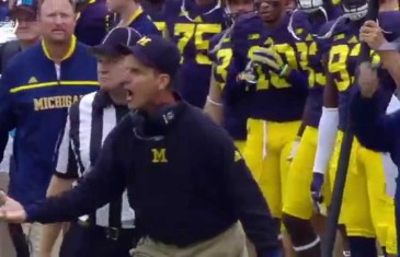Jim Harbaugh with first sideline tantrum with Michigan