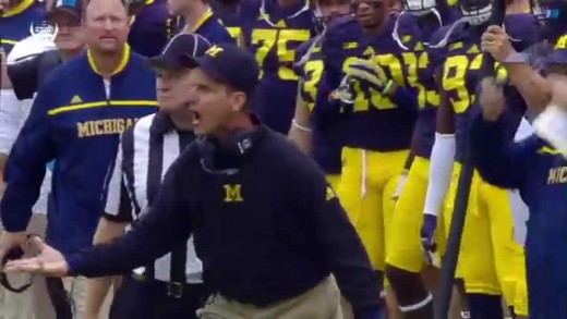 Jim Harbaugh with first sideline tantrum with Michigan