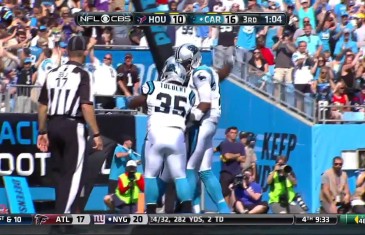 Panthers’ Cam Newton does a front flip for a TD