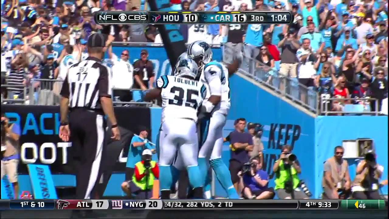 Panthers' Cam Newton does a front flip for a TD