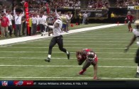New Orleans Saints CB Delvin Breaux loses ball in the air