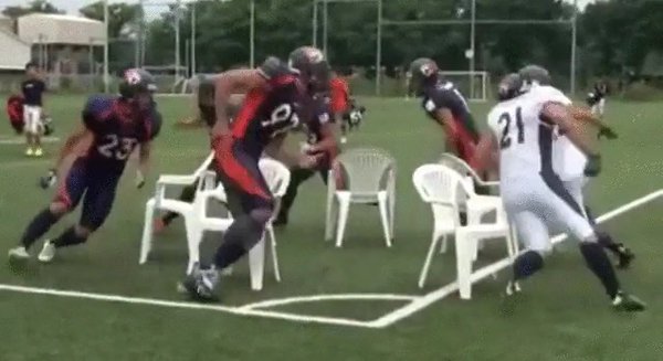 What happens when football players play musical chairs