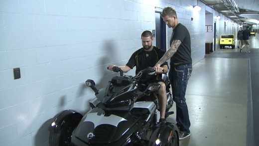 A.J. Burnett receives a custom Batman three-wheel motorcycle as a retirement gift