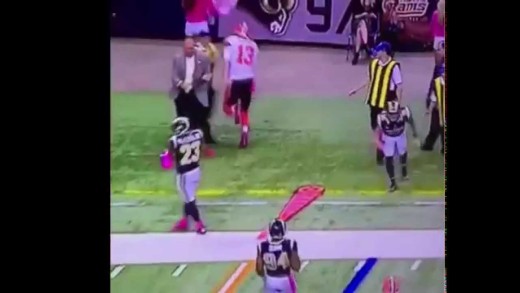 Browns QB Josh McCown slams into field wall after run play