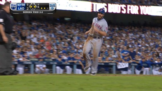 Daniel Murphy takes two bases on a walk