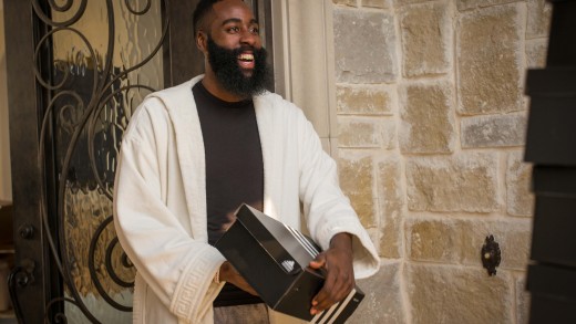 James Harden gets a truck full of Adidas shoes in new commercial