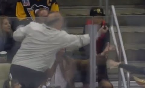 Jerk fan steals puck from little kid at Penguins game