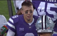 Kansas State quarterback Joe Hubener cries after costly fumble