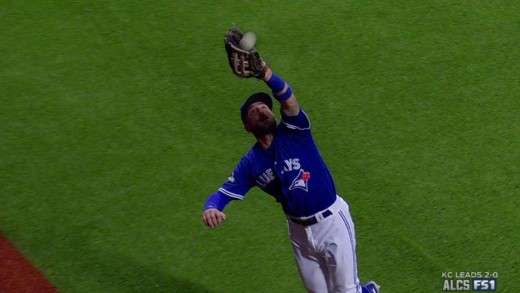 Kevin Pillar makes leaping grab & slams into the wall