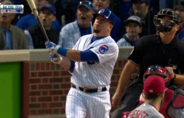 Kyle Schwarber blasts a homer out of Wrigley Field