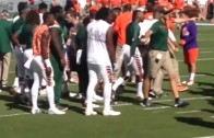 Miami Hurricanes & Clemson Tigers almost fight pre-game