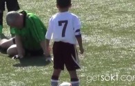 Soccer ref takes epic nut shot from little kid