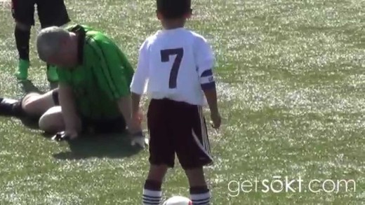 Soccer ref takes epic nut shot from little kid