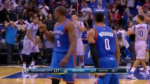 Victor Oladipo & Russell Westbrook exchange last second 3 balls