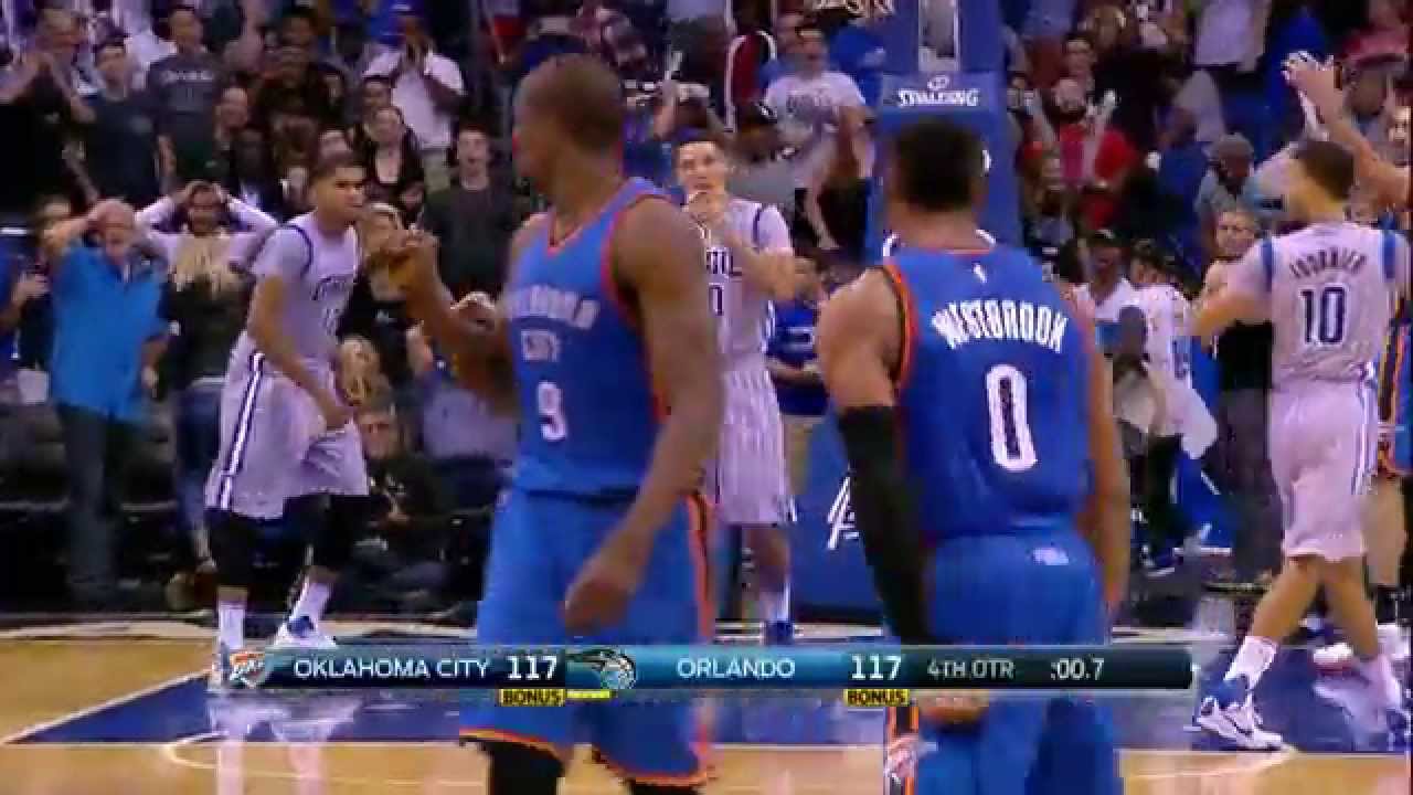 Victor Oladipo & Russell Westbrook exchange last second 3 balls