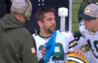Aaron Rodgers throws a tablet on the ground