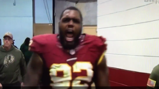 Chris Baker imitates “You Like That!” in front of Kirk Cousins