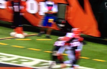 Bengals LB Vontaze Burfict shoves over a TV camera