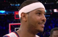 Carmelo Anthony gives a shout out to Lakers fans heckling him