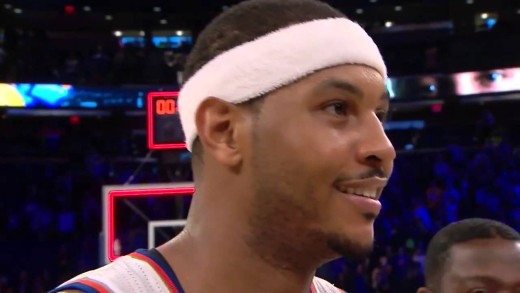 Carmelo Anthony gives a shout out to Lakers fans heckling him