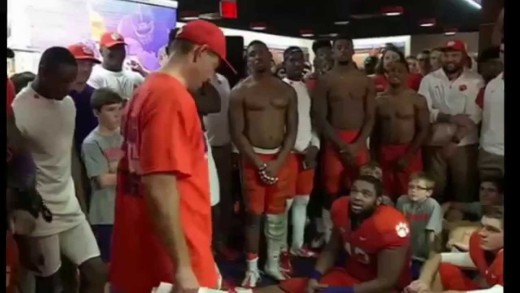 Clemson coach Dabo Swinney does the “Dabb On ‘Em” dance