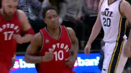 DeMar DeRozan throws down the vicious slam on Rudy Gobert