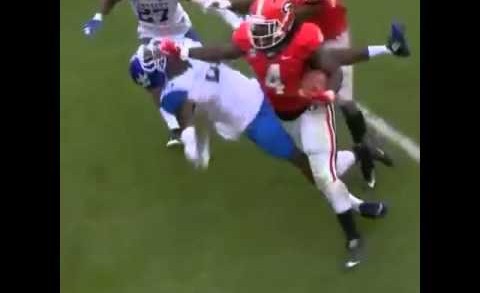 Georgia RB Keith Marshall with a beast mode stiff arm