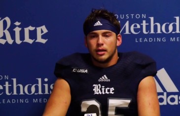 Heartfelt: Rice senior Luke Turner tearful when talking about his coach