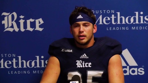 Heartfelt: Rice senior Luke Turner tearful when talking about his coach