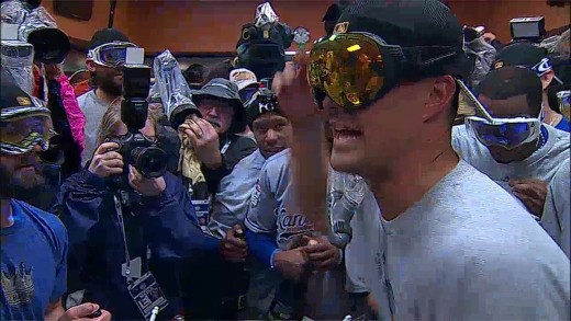 Kansas City Royals celebrate with a Ric Flair intro by Jeremy Guthrie