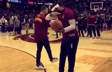 LeBron James hits a dab in pre-game warmups