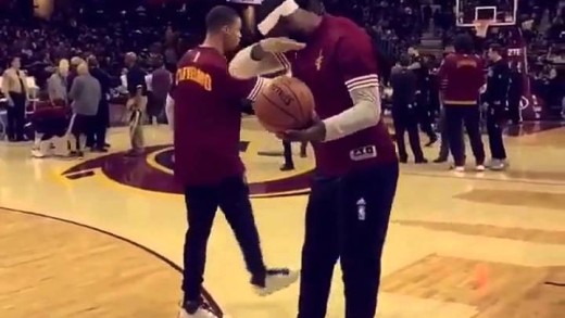 LeBron James hits a dab in pre-game warmups