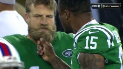 Brandon Marshall pulls on Ryan Fitzpatrick’s beard