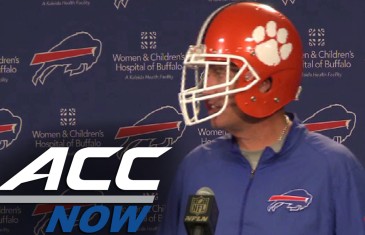 Rex Ryan wears Clemson helmet during Bills press conference