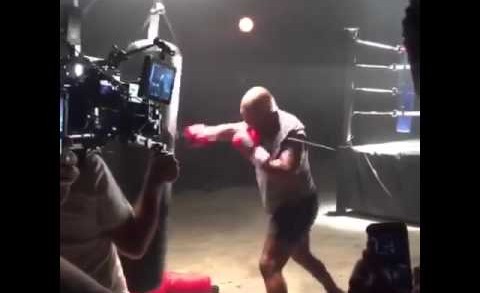 49 year old Mike Tyson hitting a heavy bag