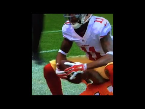 49ers WR Quinton Patton sits on top of Cleveland Browns defender