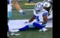 Cowboys DB Byron Jones pops his disclocated knee back in to place