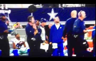 Cowboys safety Barry Church gets unexpectedly hit with a thrown away ball