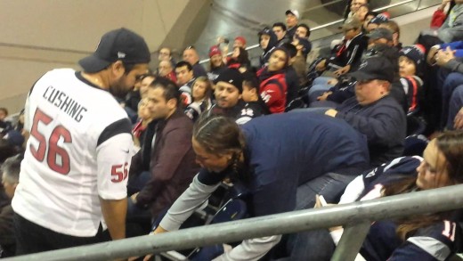 Drunk female Patriots fan wants to fight male Texans fan