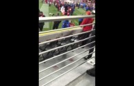 Drunk Nebraska fan with horrible field storming attempt over targeting call
