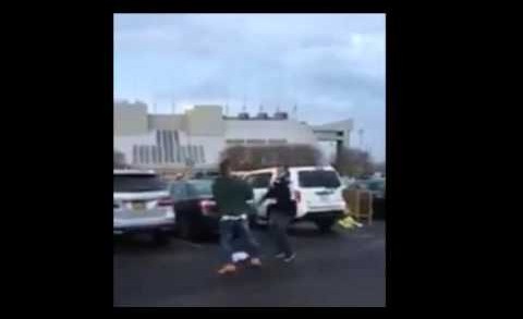 Jets fan stomps a Patriots fan in stadium parking lot