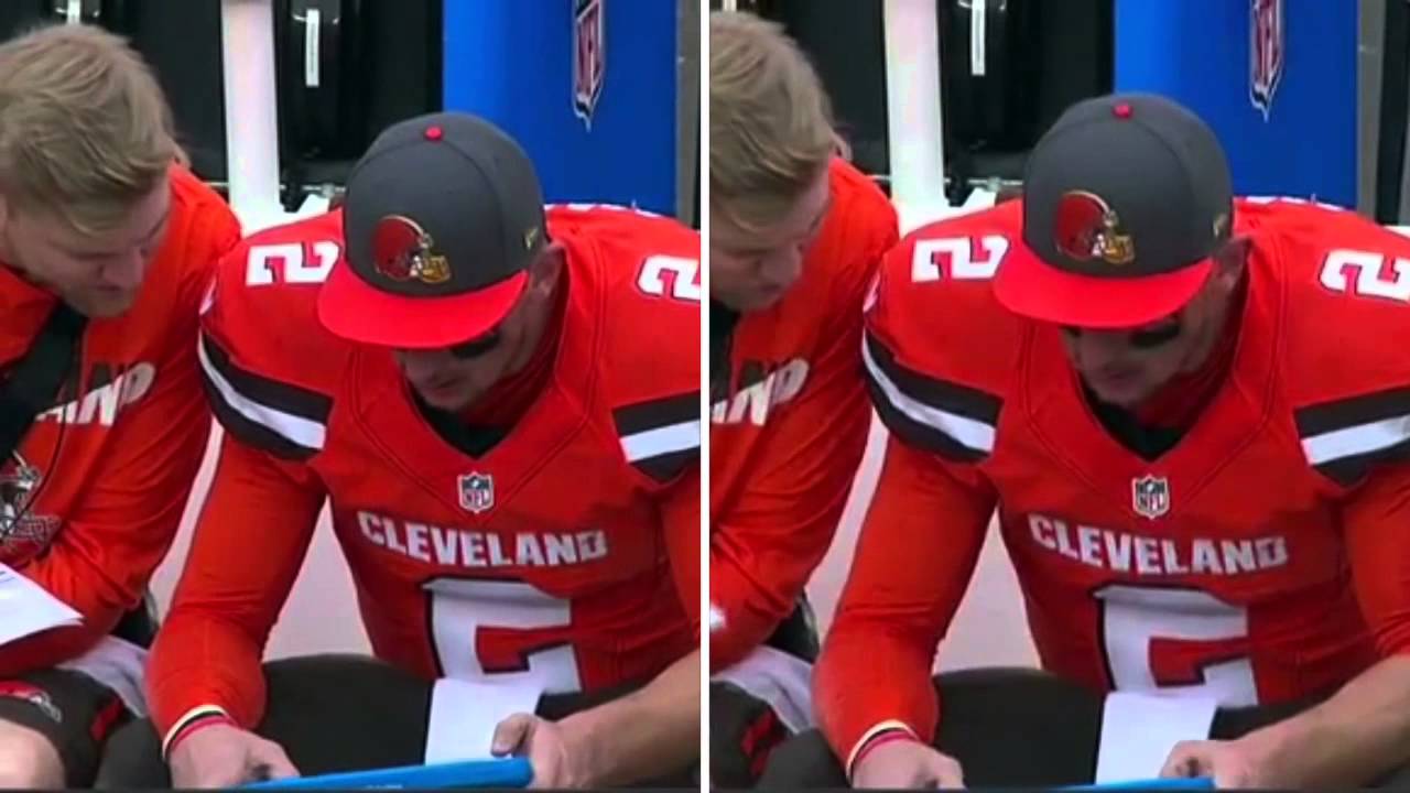 Johnny Manziel smashes tablet on his head after interception