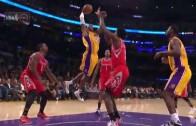 Kobe Bryant throws down the slam over Clint Capela